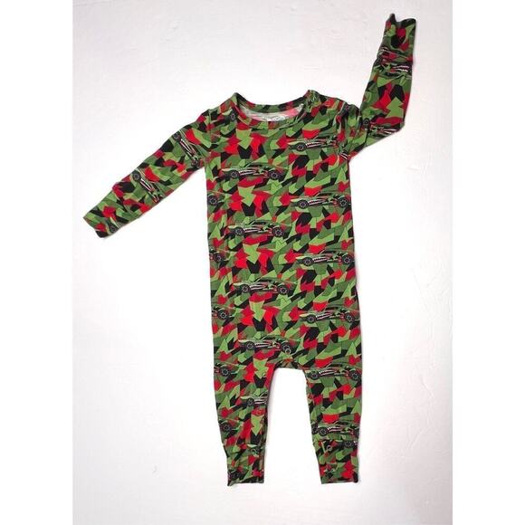 Posh Peanut Mattel Bamboo Muscle Hot Wheels Green Romper 18-24 months Racing - Picture 2 of 8